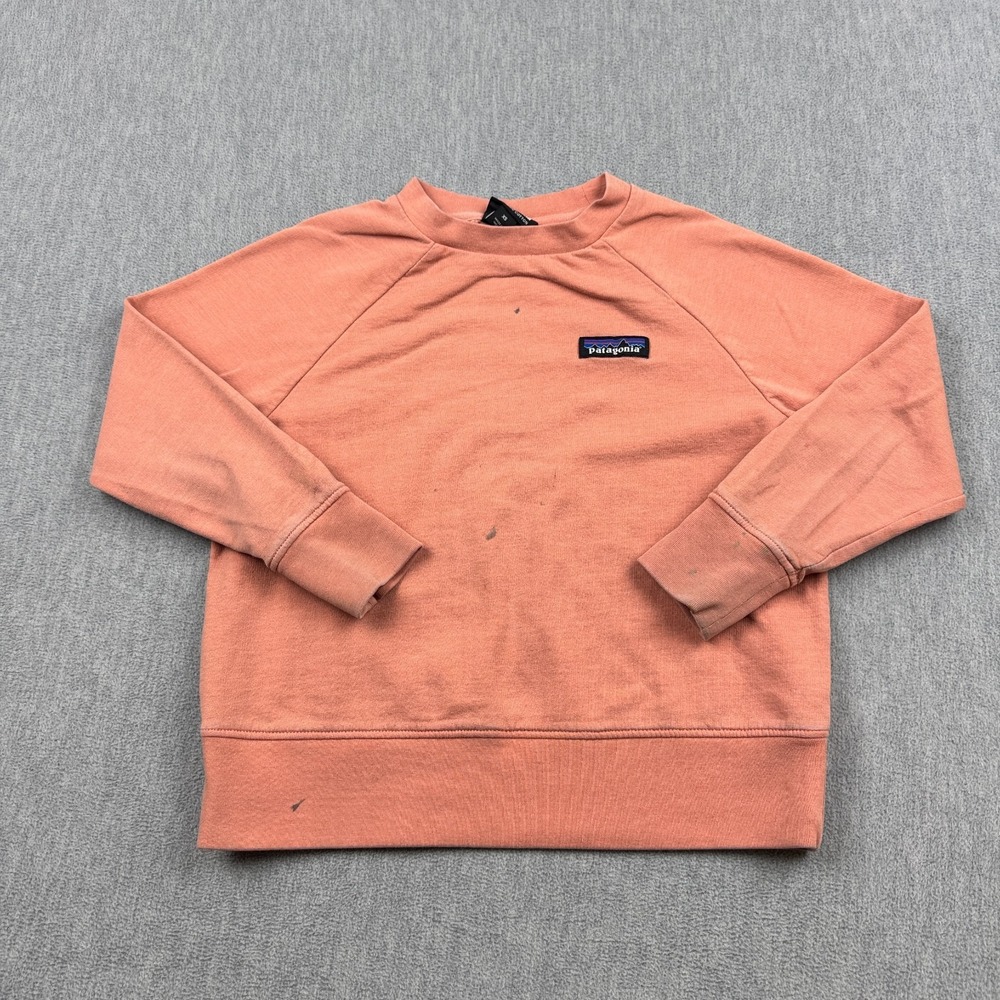 Patagonia Sweatshirt KIDS XS Orange Crew Neck Organic‎ Cotton Fleece Pullover